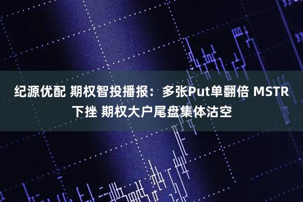 纪源优配 期权智投播报：多张Put单翻倍 MSTR下挫 期权大户尾盘集体沽空