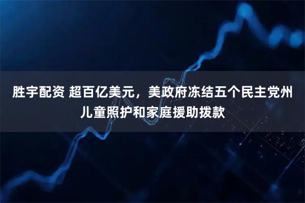 胜宇配资 超百亿美元，美政府冻结五个民主党州儿童照护和家庭援助拨款